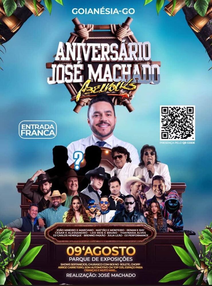 Goianésia terá megaevento gratuito no dia 9 de agosto em comemoração ao aniversário de Dr. José Machado